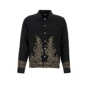 Bode Men Black Silk Beaded Epoque Shirt